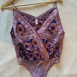 Intimately Free People Boho Floral Embroidered Bodysuit